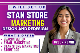 setup etsy shop, setup stan store marketing design etsy digital products