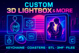 create custom 3d lightbox, logo, keychain, coaster, stl, 3mf, circuit files