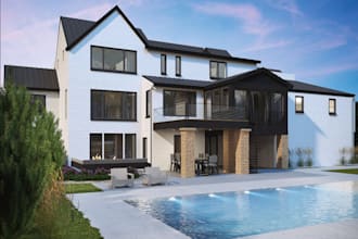 model 3d outdoor patio,frontyard garden,story house,pool deck,cgi terrace,gazebo