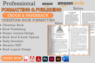 format, upload publish christian book, ebook, daily devotion, prayer journal kdp