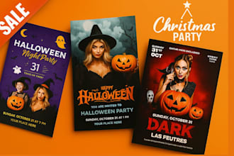 design custom halloween flyers, invitations, posters and spooky party graphics