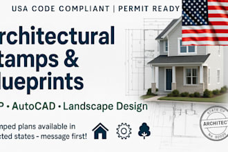 create architectural stamps, mep, blueprint, autocad landscape design for permit