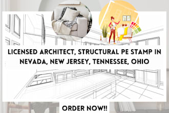 licensed architect, structural pe stamp in nevada, new jersey, tennessee, ohio