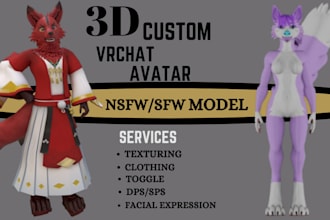 create a unique vrchat avatar, 3d model, vtuber model