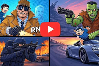 draw cartoonic youtube  thumbnails for gaming channel in any style