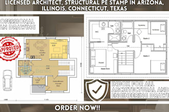 licensed architect, structural pe stamp in arizona, illinois, connecticut, texas