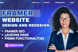 design framer website, fix framer bugs, framer website redesign, landing page
