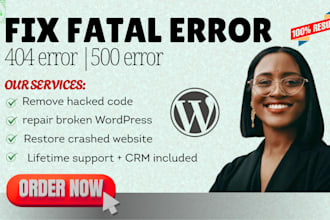 fix fatal error, 404, 500 error, remove malware, and debug any wordpress issue