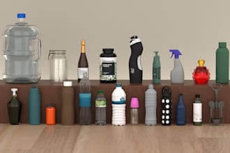 design custom 3d bottle models water, wine, perfume, sports and more with mockup