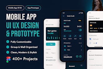create mobile app UI UX design, wireframe and app prototype figma xd
