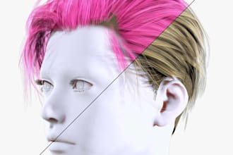 create 3d realistic hair model, xgen hair, unreal engine, texture,3d hair model,