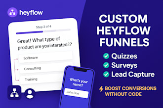 create custom outgrow heyflow design, lead generation funnel, quizzes and survey