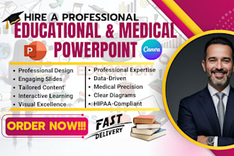 design educational, medical powerpoint for teachers, doctors, student, kids, ppt