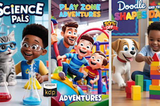 design a 3d children storybook illustration, kids story cartoon characters