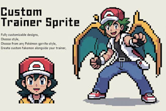 design custom pokémon trainer and fakemon sprites in pixel art style
