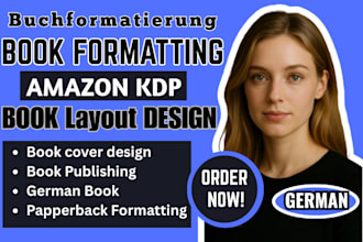 german kdp book formatting, book layout design and paperback formatting