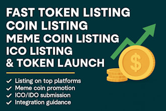 fast token listing, coin listing, meme coin listing, ico listing, token launch