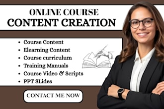 create course content training manual lesson plan online course creation