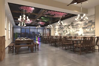 renovate 3d restaurant interior, cafeteria, cafe bar, coffee shop, lounge render