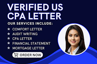 prepare and sign CPA certified financial statement, US CPA audit comfort letter