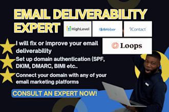 fix email deliverability on gohighlevel icontact, awebr,loops spf dkim dmarc