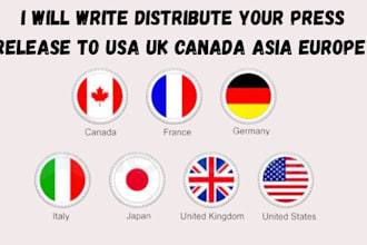 write distribute your press release to USA UK canada asia europe