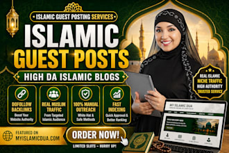 provide high quality dofollow backlinks via expert SEO islamic guest posts