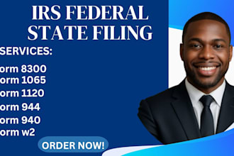 file your irs 1040, 1065, 1120, or 1120s tax return with full compliance