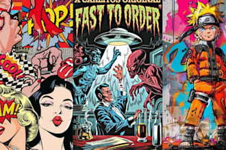 draw 2d vintage comic page in retro pop art illustration style