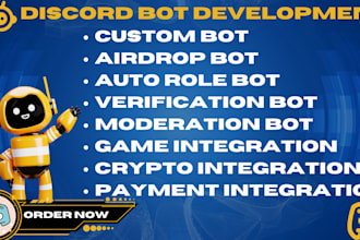 build custom discord bot moderation autorole bot game integration crypto payment