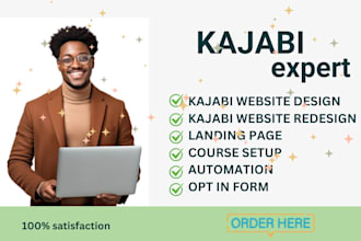 design a professional kajabi website for your online course or coaching business