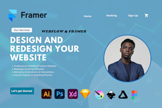 design, develop website with framer or webflow, figma to framer, webflow website