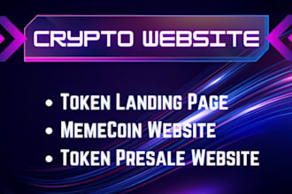 create crypto token website, presale website, memecoin website, crypto igaming