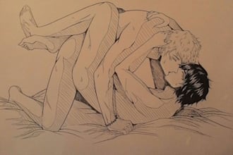 draw male character gay nsfw, bara sketch, lineart and flat nsfw sfw