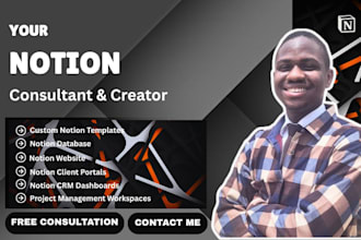 build custom notion templates, notion CRM, notion client portal, notion training