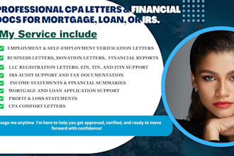 prepare CPA letter, employment verification, profit and loss, mortgage