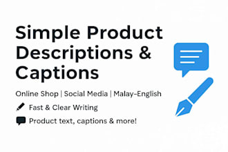write simple product descriptions and sosial media captions