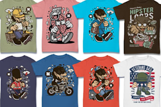 create vintage retro cartoon illustration  or anime t shirt design streetwear