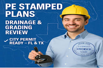 pe stamp civil drainage plan architecture drawing florida texas city permits