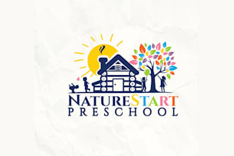 design catchy nature preschool logo