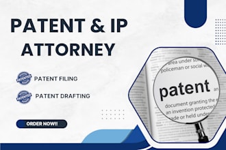 be your patent and ip attorney, search, drafting, filing and consultation, uspto