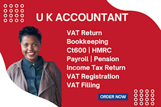 do UK vat return, bookkeeping payroll and accounting tax return and filling