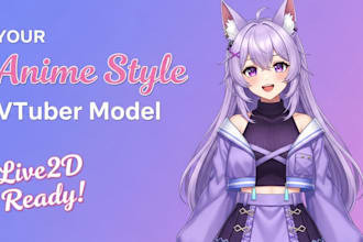 design anime style vtuber model in live2d ready to rig