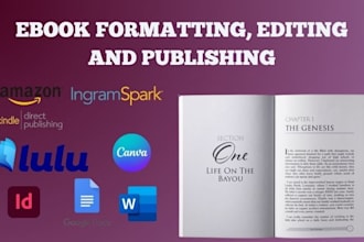 edit, format, typeset your book manuscript for kdp kindle paperback, canva work