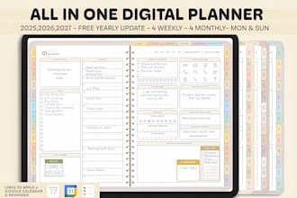 design hyperlinked digital planner adhd fitness meal plan journal PDF for etsy