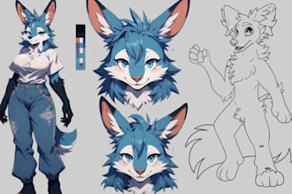 draw furry ref sheet character reference sheet, furry anthro nsfw oc fursona art