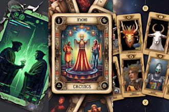 custom tarot, dark art, zodiac, oracle, playing card, card game, stained glass