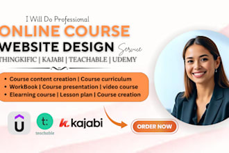 do online course creation teachable thinkific kajabi udemy course website upload