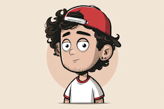 draw a cute cartoon character logo design for your business
