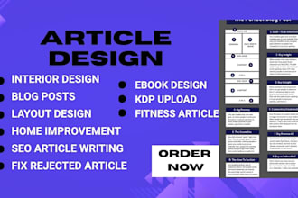 do article design for journals, magazine, book formatting, layout design
